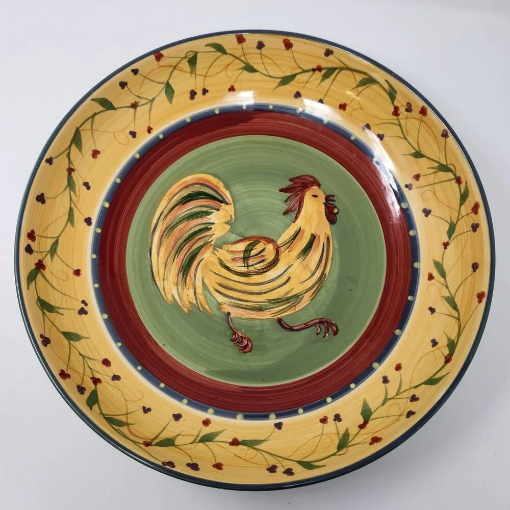 Vintage Large Pasta Serving Bowl - 222 Fifth Chez Rooster - 13.25
